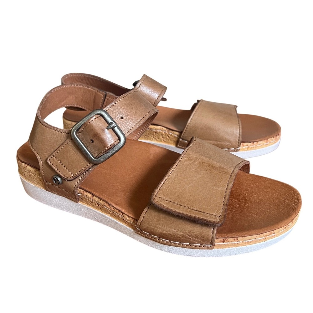 Revere Georgia Sandals Size 37 Wide Caramel Brown Leather Comfort Earthy Coastal